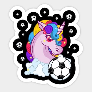 Cute Unicorn Football Ball Soccer T-Shirt for Girls Boys Sticker